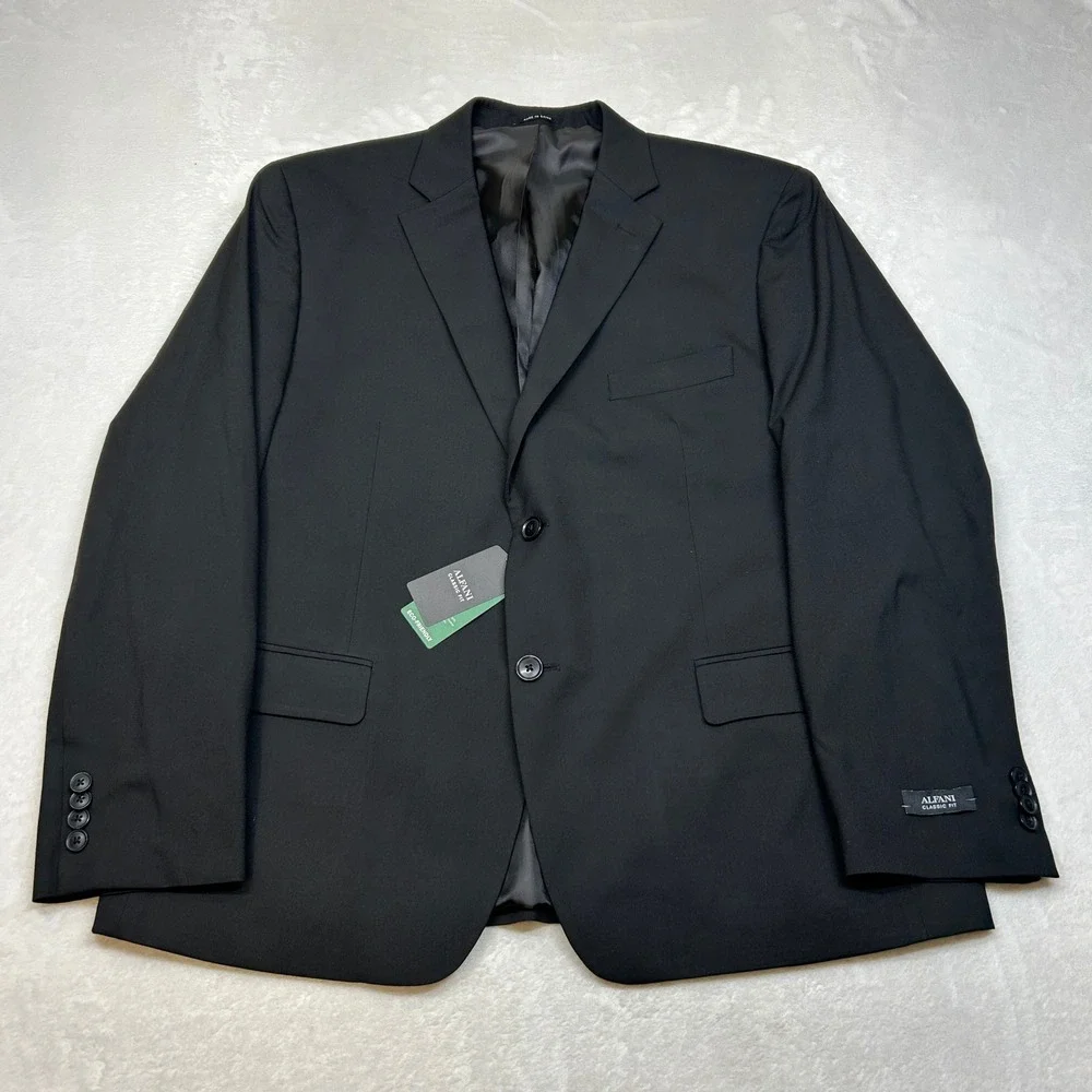 Alfani‎ Suit Jacket Mens 44S 44 Black Blazer Classic Fit Eco-Friendly $360